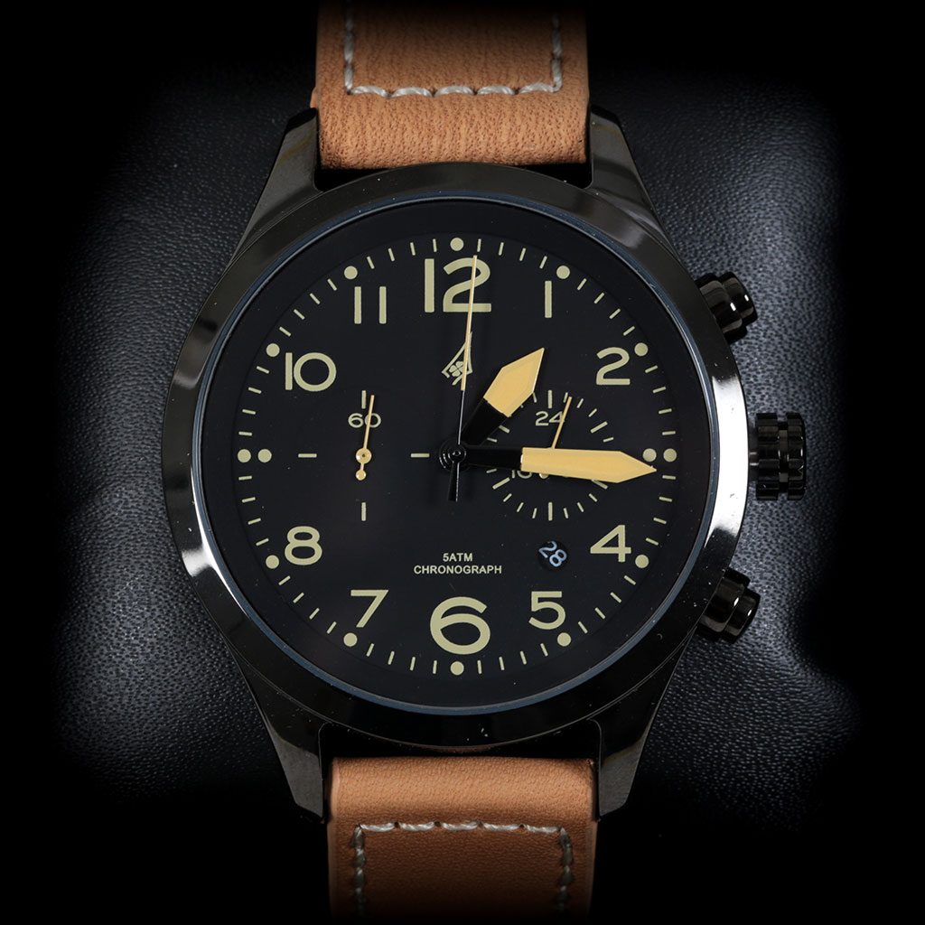 Flight Chronograph Flyback Watch with Leather Bracelet — Dassault Aviation