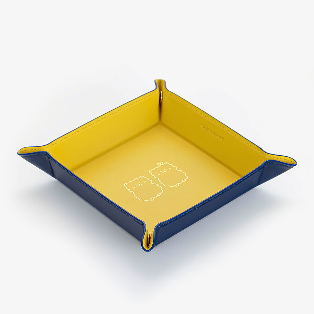 Yellow and Navy Leather Tidy Tray — Star Club